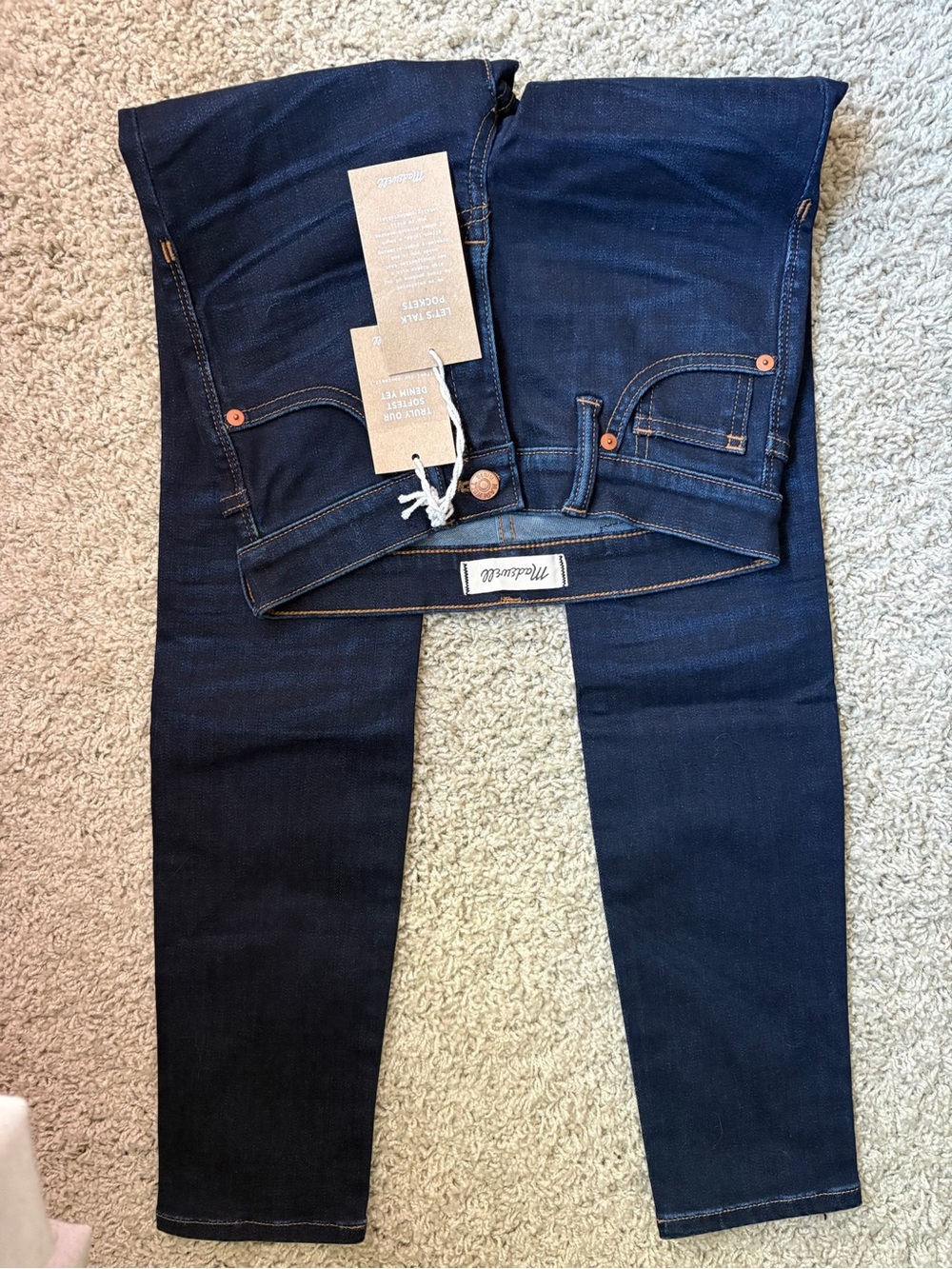Madewell Dark Indigo Skinny Jeans with Copper Rivets